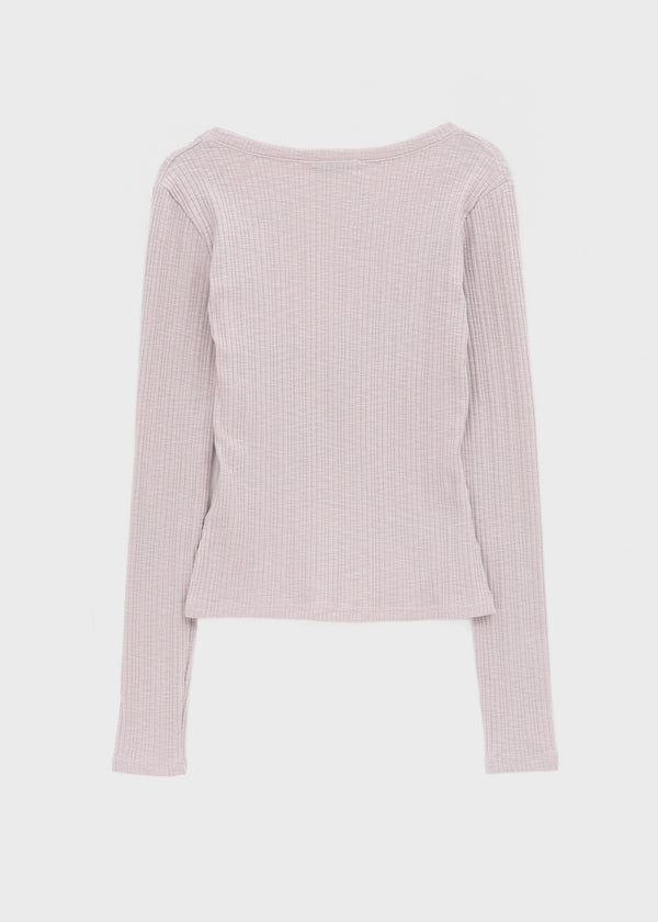 Dearlon Deep V-neck Ribbed Long Sleeve Tee