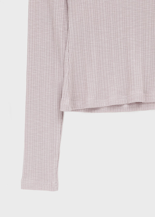 Dearlon Deep V-neck Ribbed Long Sleeve Tee