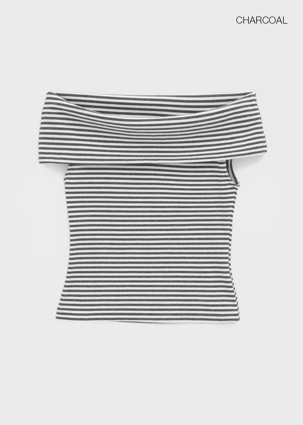 [MADE] Chiel Stripe Off-Shoulder Sleeveless Top (Set Available)