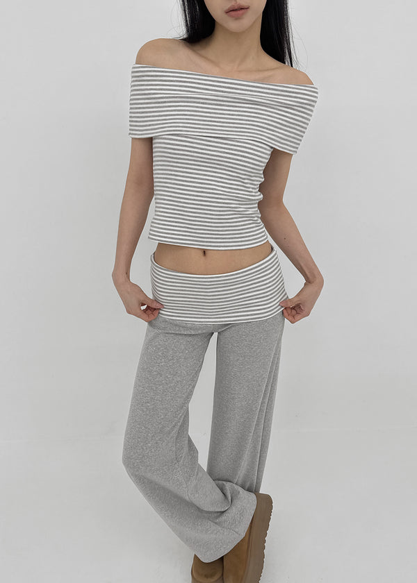 [MADE] Chiel Stripe Off-Shoulder Sleeveless Top (Set Available)