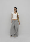 Chuman V-neck Lace Cap Sleeve Short-sleeve Tee