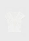 Chuman V-neck Lace Cap Sleeve Short-sleeve Tee