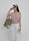 Ratmiss One-shoulder Knit Cardigan