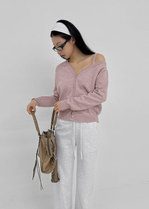 Ratmiss One-shoulder Knit Cardigan