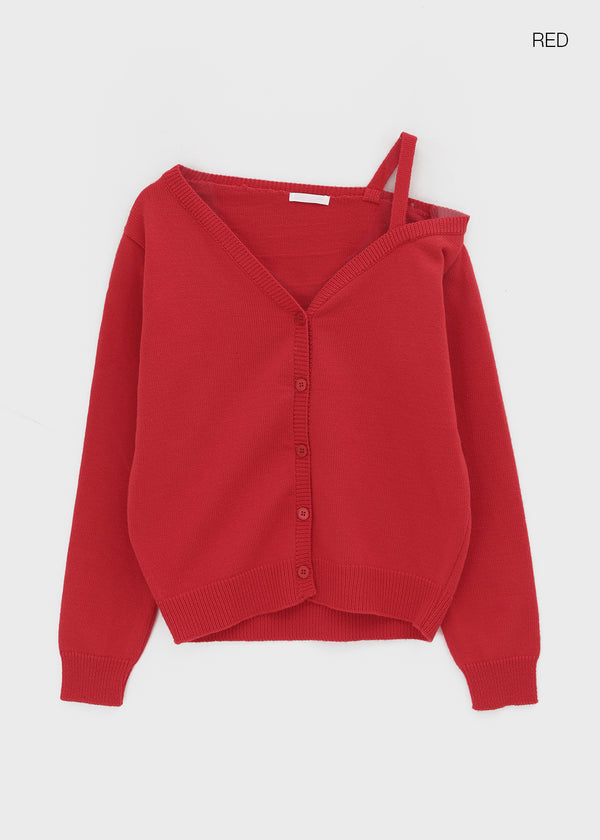 Ratmiss One-shoulder Knit Cardigan
