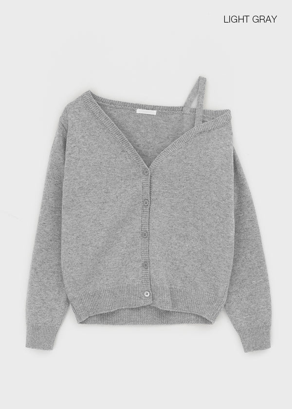 Ratmiss One-shoulder Knit Cardigan