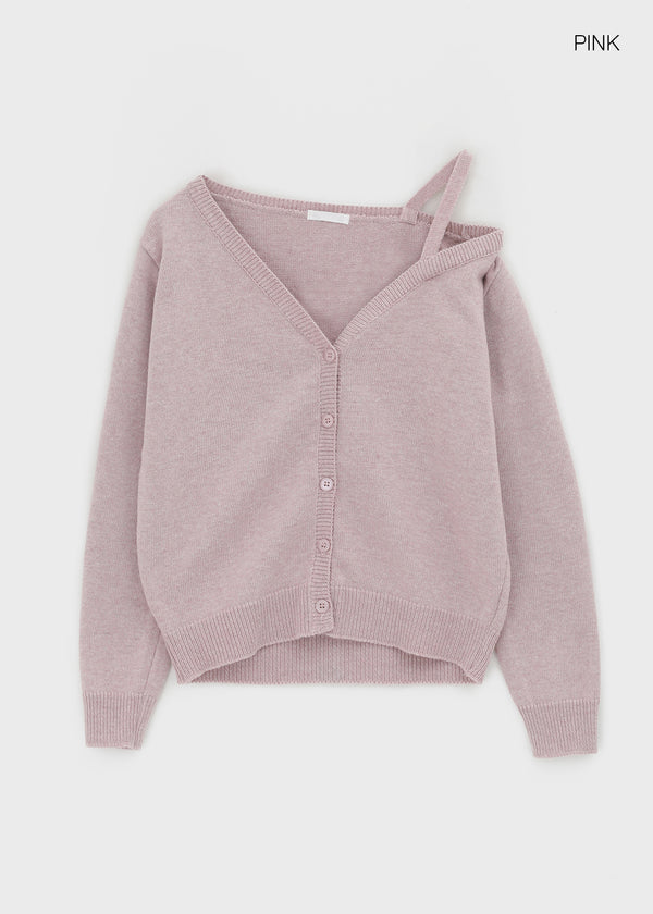 Ratmiss One-shoulder Knit Cardigan