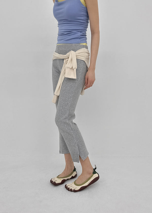 Deagle Banded Ribbed Slit Cropped Leggings