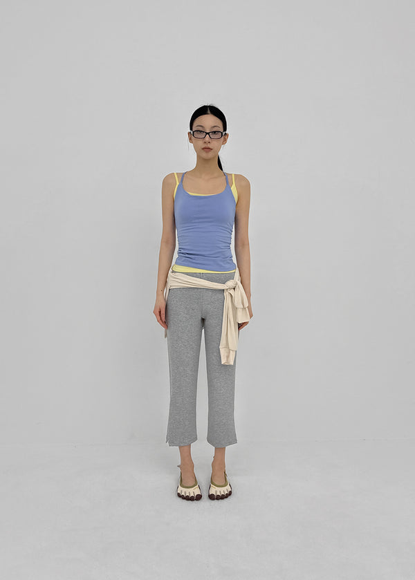 Deagle Banded Ribbed Slit Cropped Leggings