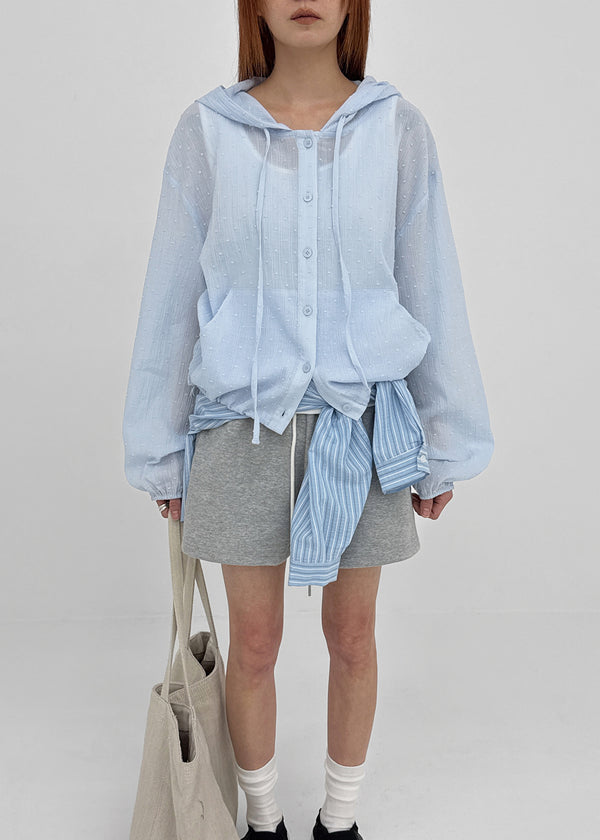 [MADE] Yulia Loose-Fit Sheer Hooded Cardigan