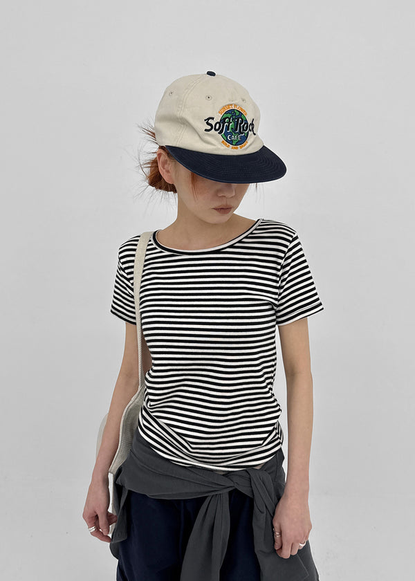 Pao Striped Round Short Sleeve Tee