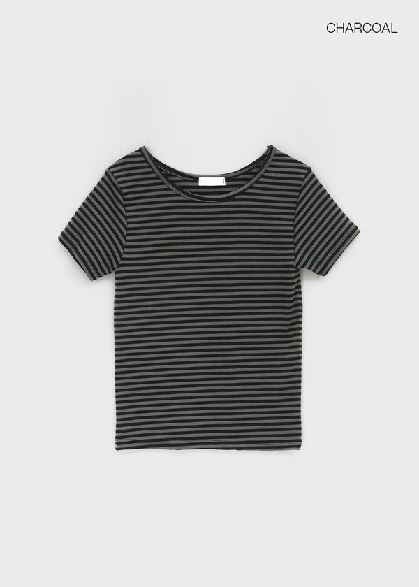 Pao Striped Round Short Sleeve Tee