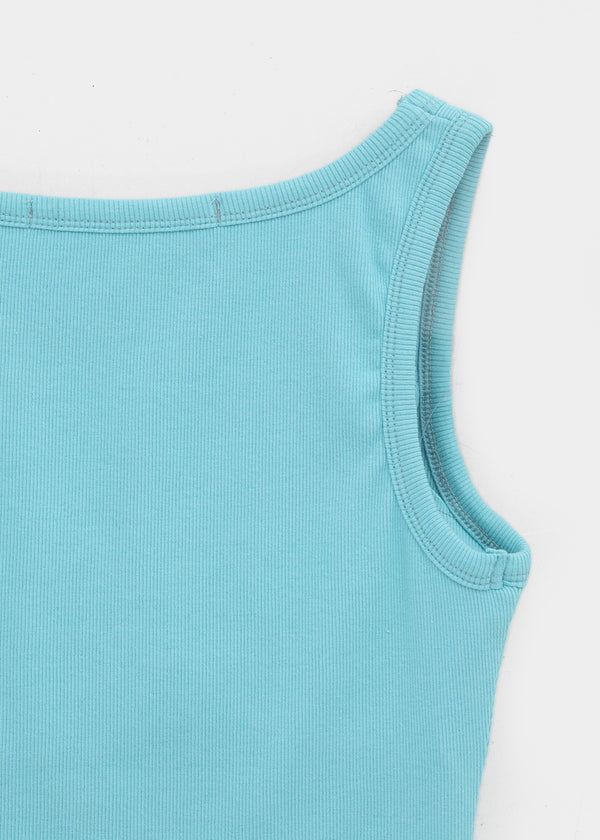 [MADE] Coogie U-Neck Ribbed Sleeveless Top (Built-in Cap)