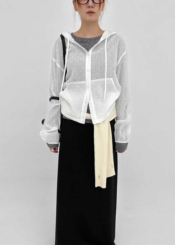 [MADE] Yulia Loose-Fit Sheer Hooded Cardigan