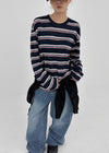 Noise Tencel Striped Long Sleeve Tee
