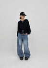 Monoch Back Pocket Wide Denim Pants