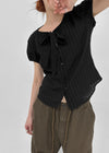 [MADE] Rouer Tie Short-Sleeve Blouse