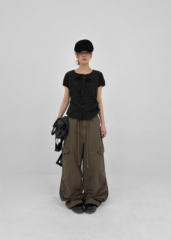 [MADE] Rouer Tie Short-Sleeve Blouse