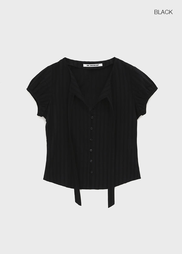 [MADE] Rouer Tie Short-Sleeve Blouse