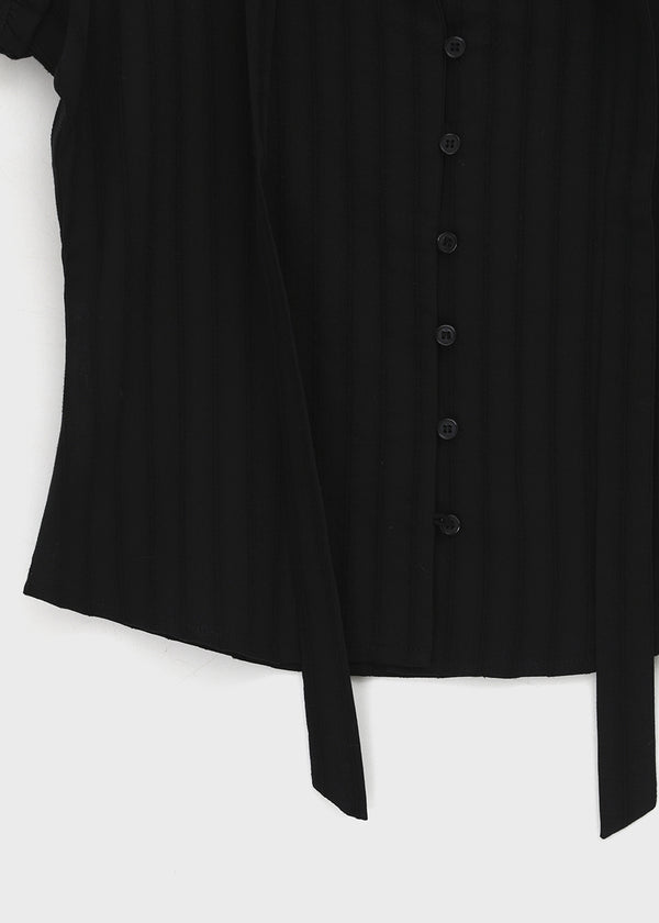 [MADE] Rouer Tie Short-Sleeve Blouse