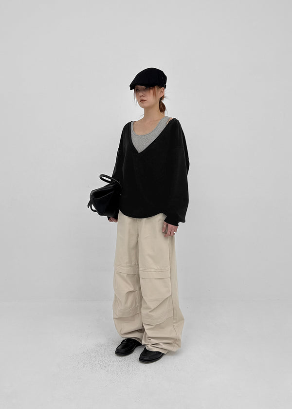 Fabio Pintuck Wide Cotton Pants