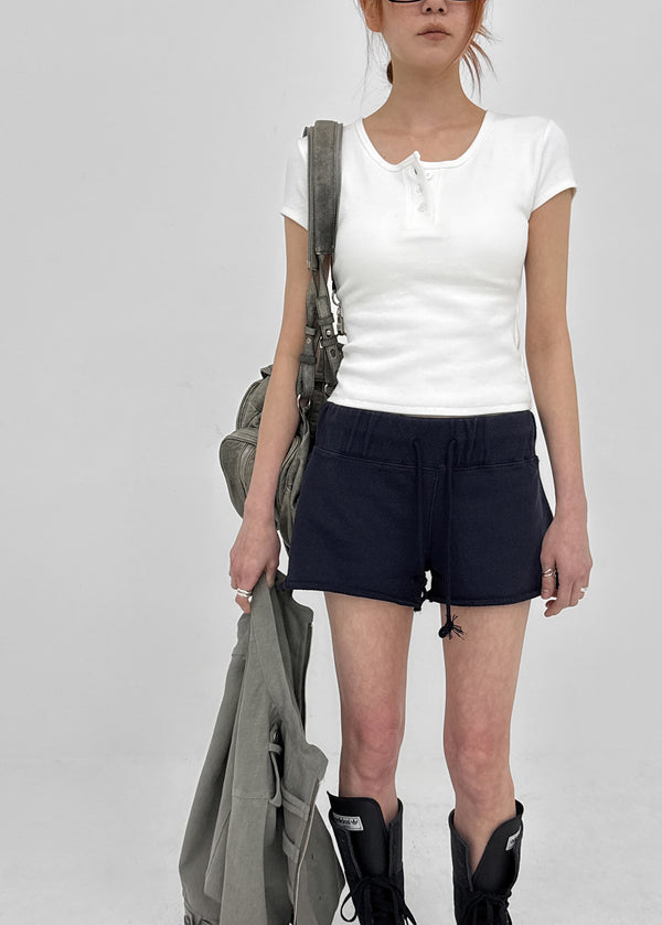 [MADE] Easy Henry Neck Short Sleeve Tee (Built-in Cap)