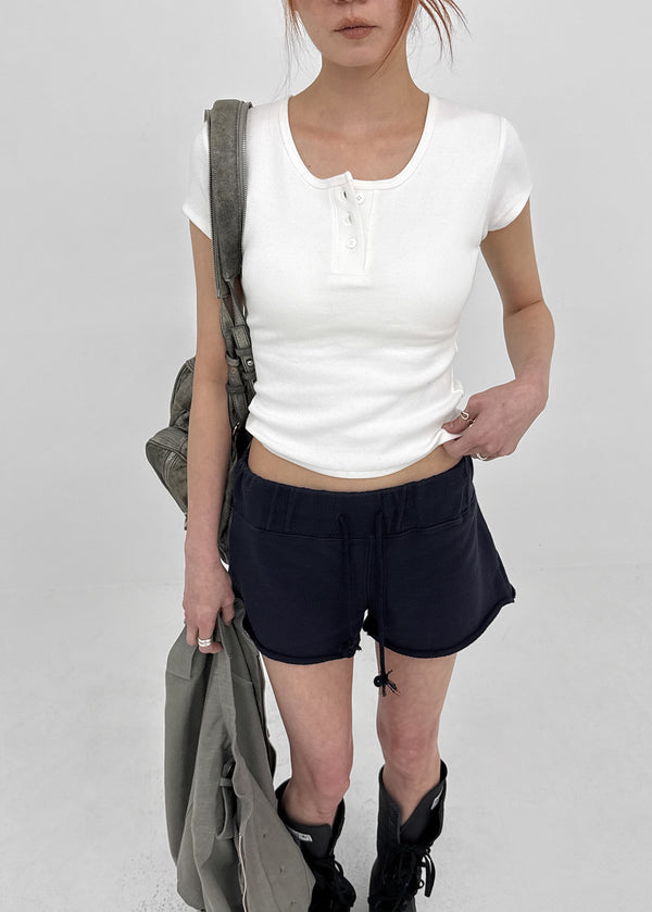 [MADE] Easy Henry Neck Short Sleeve Tee (Built-in Cap)