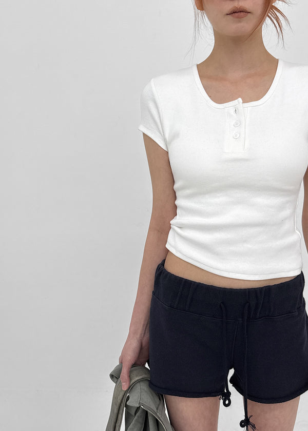 [MADE] Easy Henry Neck Short Sleeve Tee (Built-in Cap)