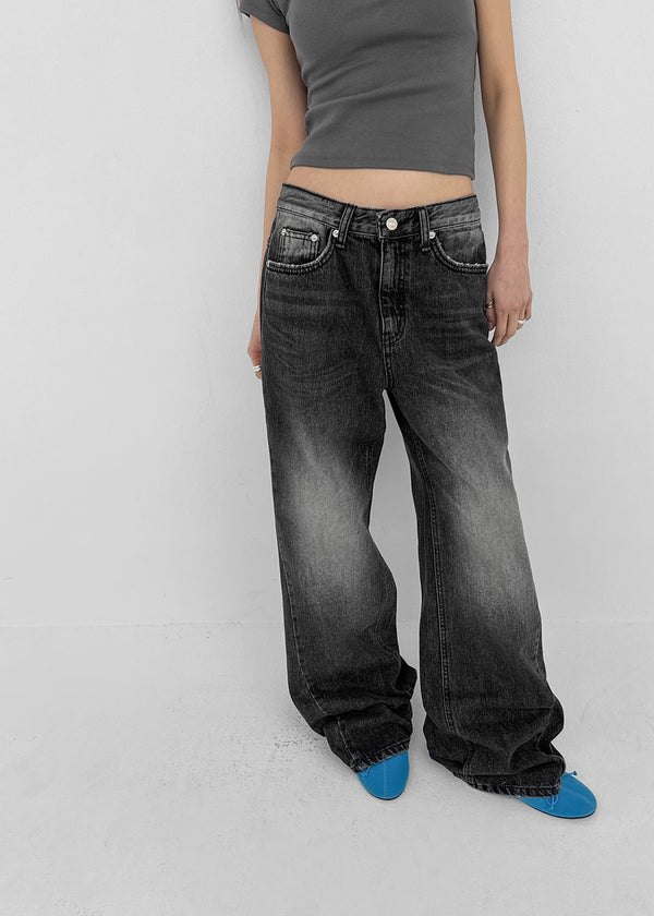 Colnat Diagonal Cut Wide Bootcut Denim Pants