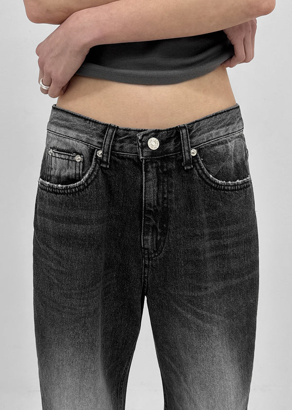 Colnat Diagonal Cut Wide Bootcut Denim Pants