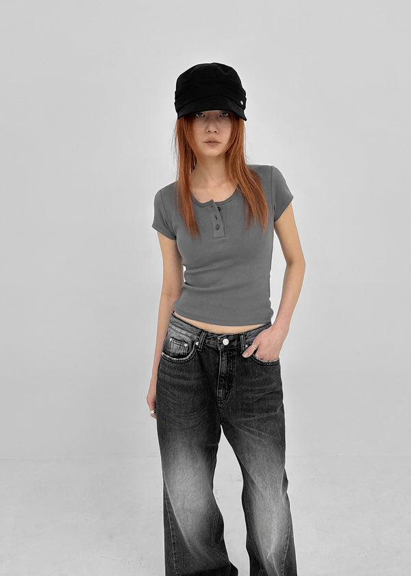 [MADE] Easy Henry Neck Short Sleeve Tee (Built-in Cap)