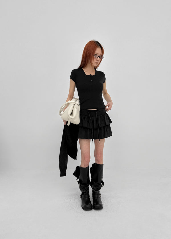 [MADE] Easy Henry Neck Short Sleeve Tee (Built-in Cap)