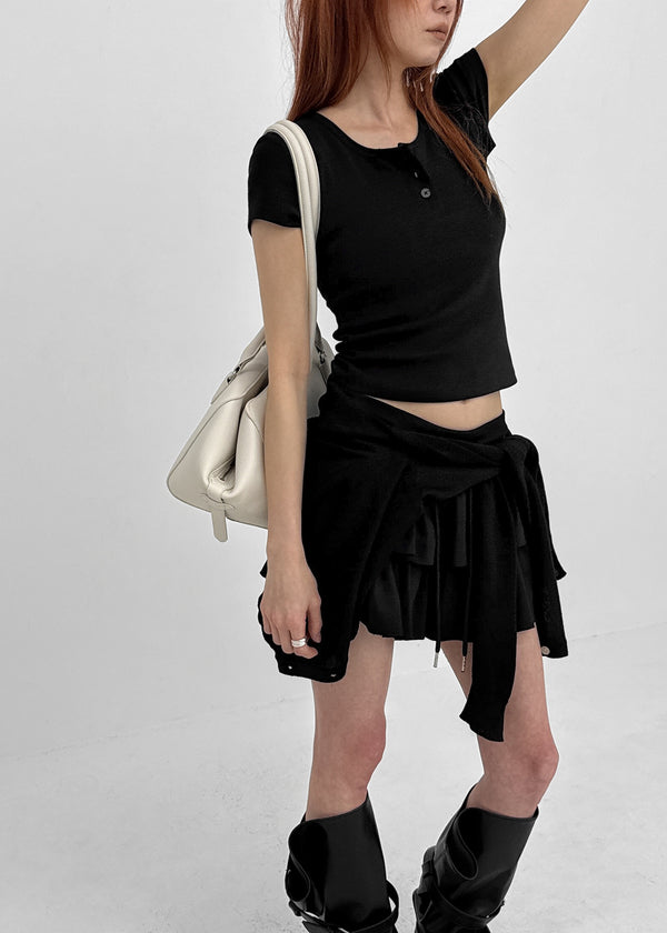 [MADE] Easy Henry Neck Short Sleeve Tee (Built-in Cap)