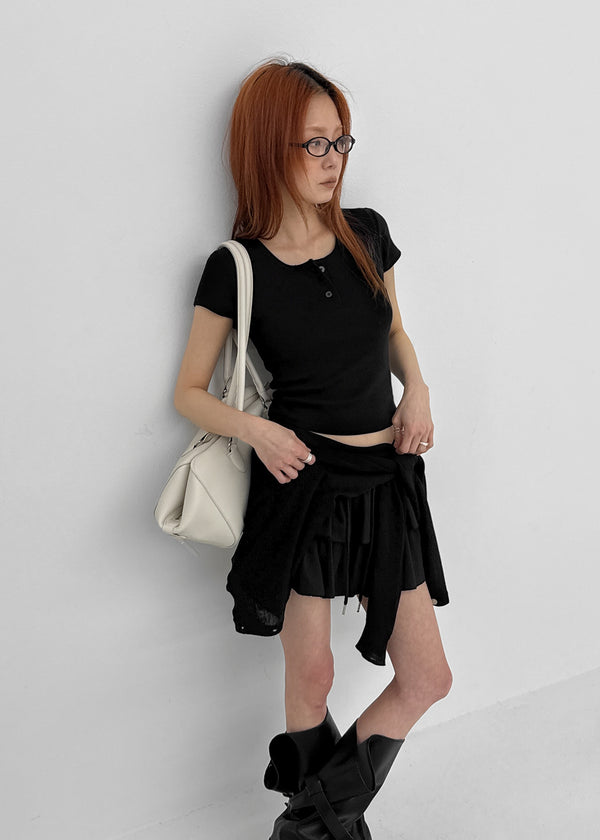 [MADE] Easy Henry Neck Short Sleeve Tee (Built-in Cap)