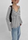 Rayville Striped Off-shoulder Long Sleeve Tee