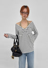Rayville Striped Off-shoulder Long Sleeve Tee