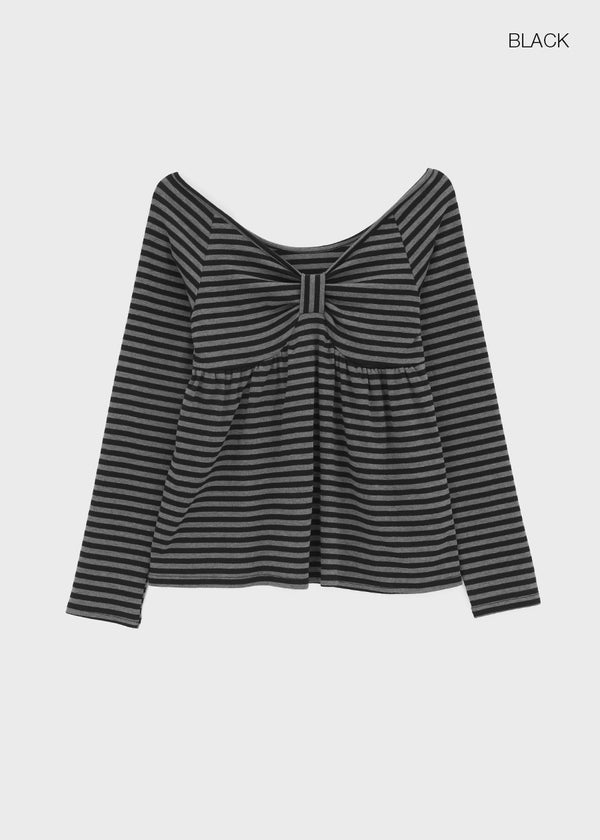 Rayville Striped Off-shoulder Long Sleeve Tee