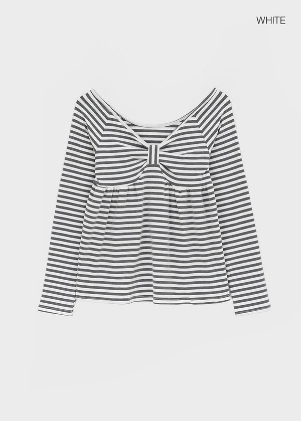 Rayville Striped Off-shoulder Long Sleeve Tee