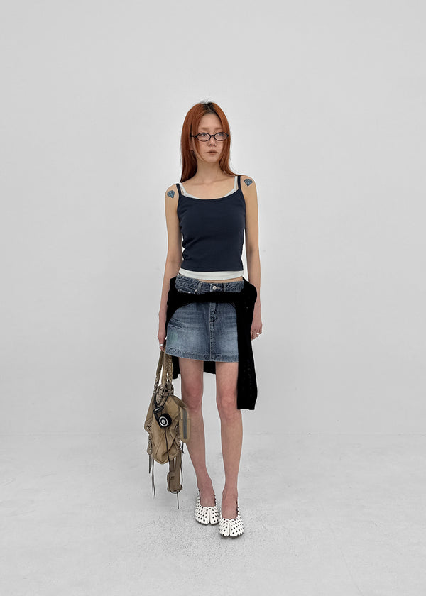 Lecan Low-waist Denim Miniskirt