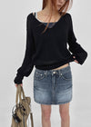 Jenishu Deep V-neck Long Sleeve Knit