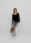 Lecan Low-waist Denim Miniskirt