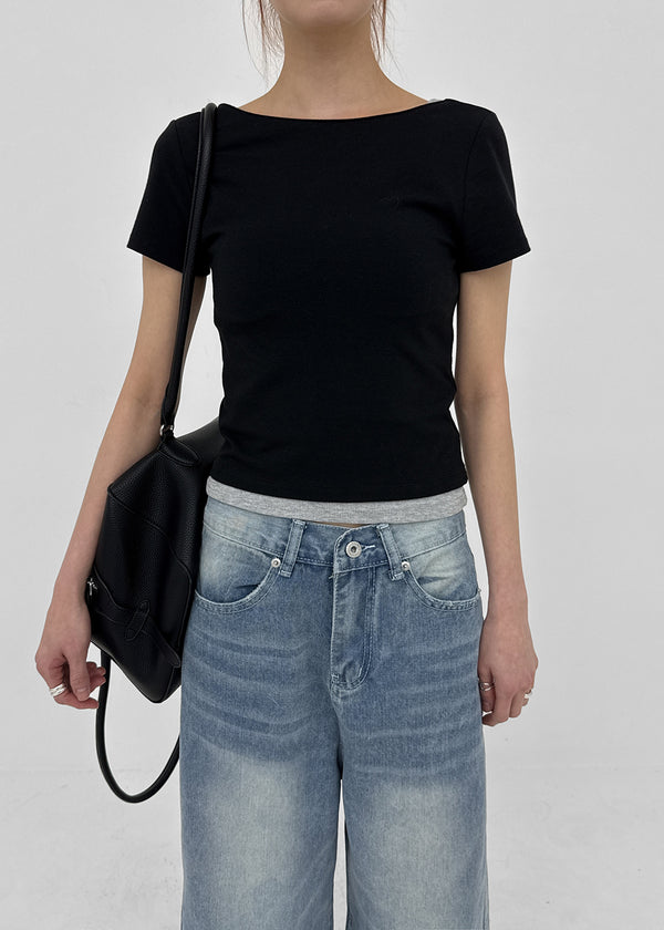 [MADE] Floven Backless Short Sleeve Top (Built-in Cap)