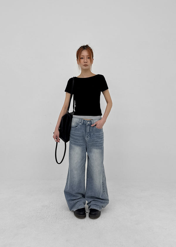 Etman Bijou Wide Denim Pants