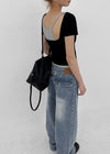 Etman Bijou Wide Denim Pants