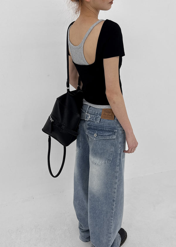 Etman Bijou Wide Denim Pants