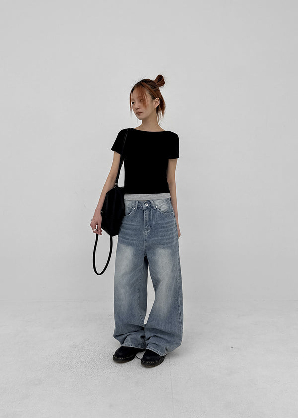 Etman Bijou Wide Denim Pants