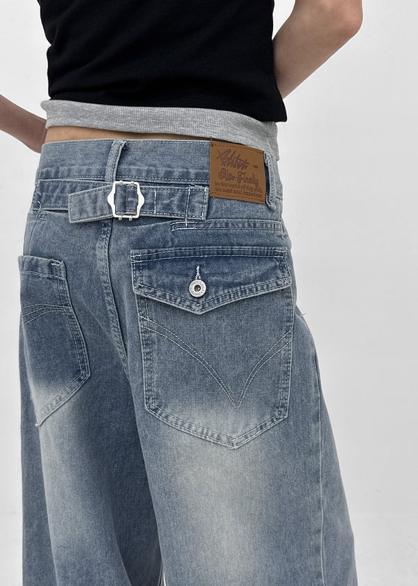 Etman Bijou Wide Denim Pants