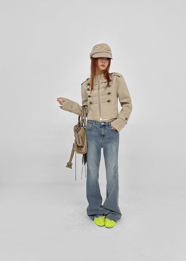 Too God Washed Elastic Stretch Bootcut Denim Pants