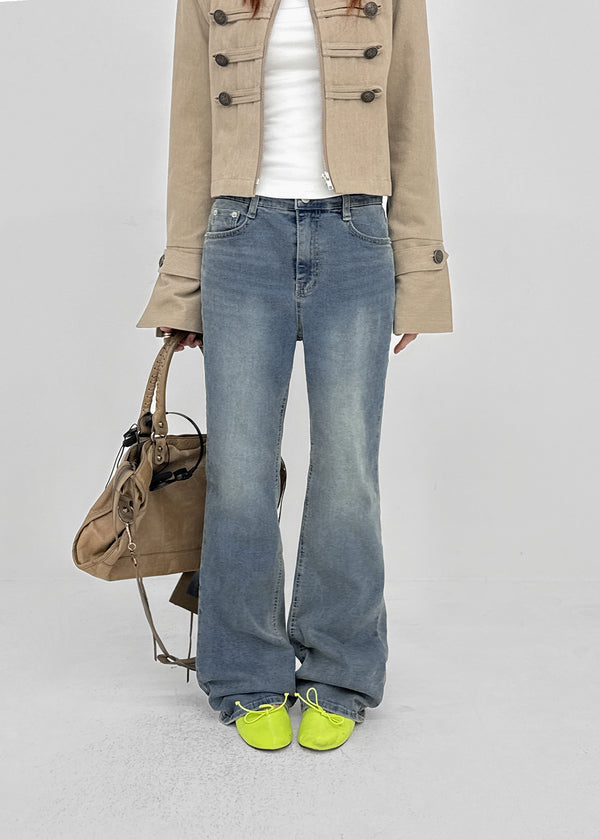 Too God Washed Elastic Stretch Bootcut Denim Pants