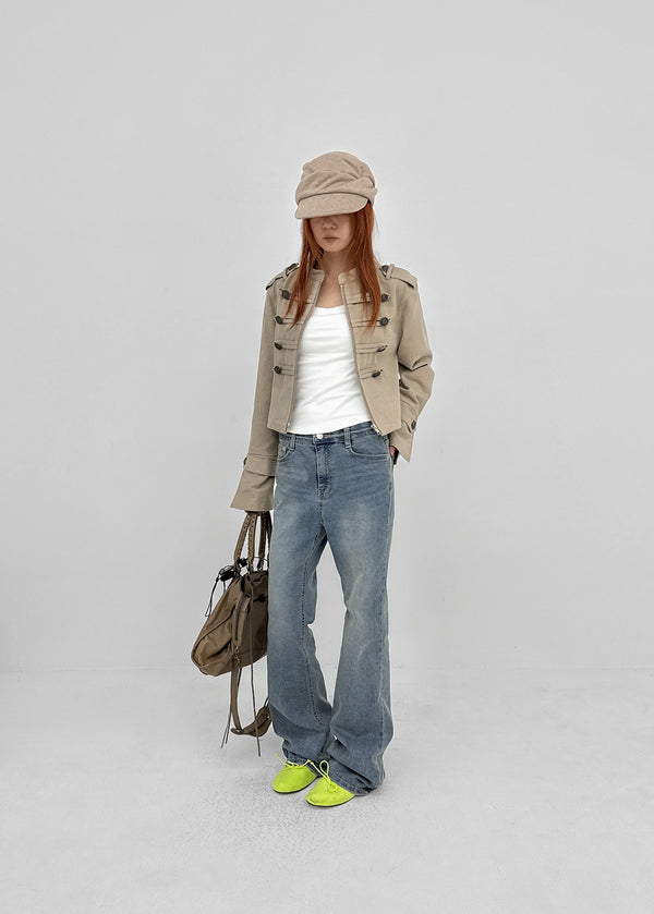 Too God Washed Elastic Stretch Bootcut Denim Pants